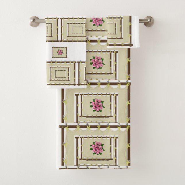 Conjunto De Toalhas Bandas de Banheiro Floral (Insitu)