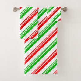 Conjunto De Toalhas Bandas de Canas Vermelhas e Verde