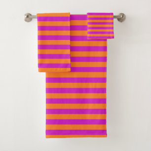 Conjunto De Toalhas Bandas de laranja e magenta