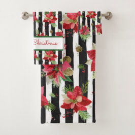Conjunto De Toalhas Bandas de poinsettias Feliz Natal