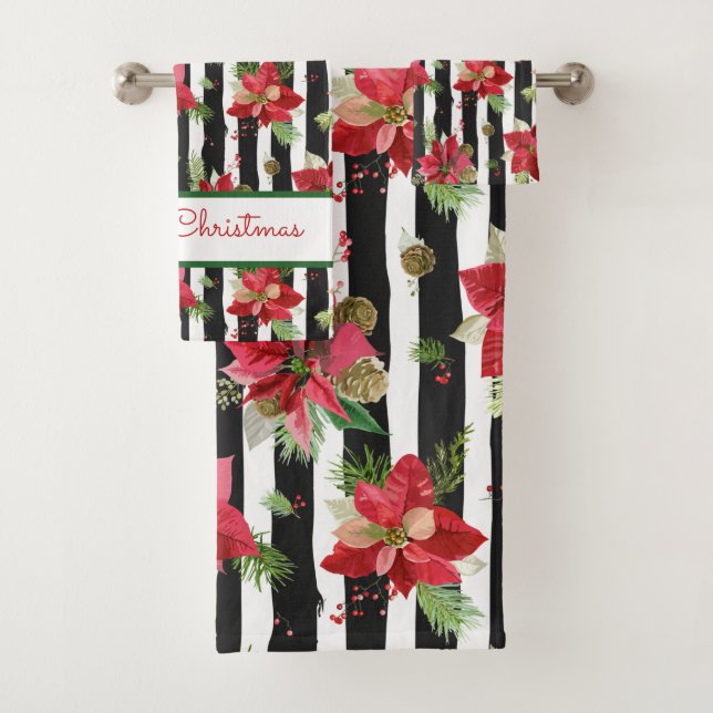 Conjunto De Toalhas Bandas de poinsettias Feliz Natal (Insitu)