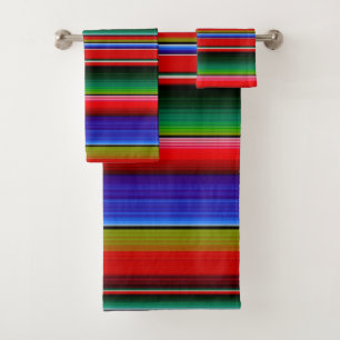 Conjunto De Toalhas Bandas de Serape Mexicanas Tradicionais Vibrantes