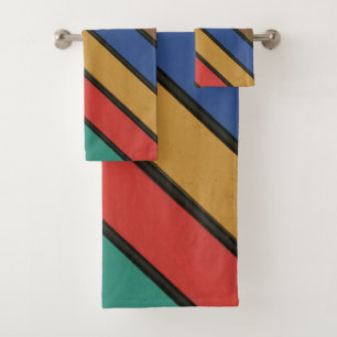 Conjunto De Toalhas Bandas Diagonais Multicoloridas