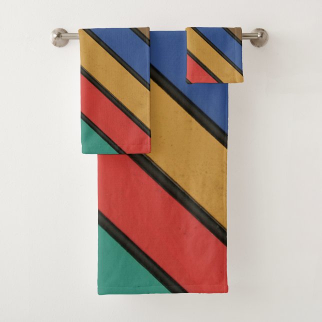 Conjunto De Toalhas Bandas Diagonais Multicoloridas (Insitu)
