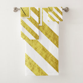 Conjunto De Toalhas Bandas Douradas do Monograma Elegante