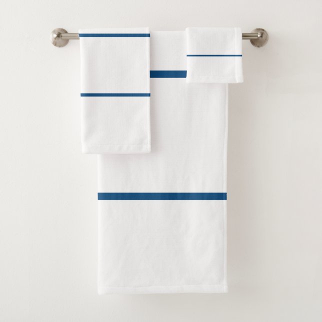 Conjunto De Toalhas Bandas Geométricas Azuis Brancas (Insitu)