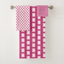 Conjunto De Toalhas Bandas Geométricas Rosa Quente