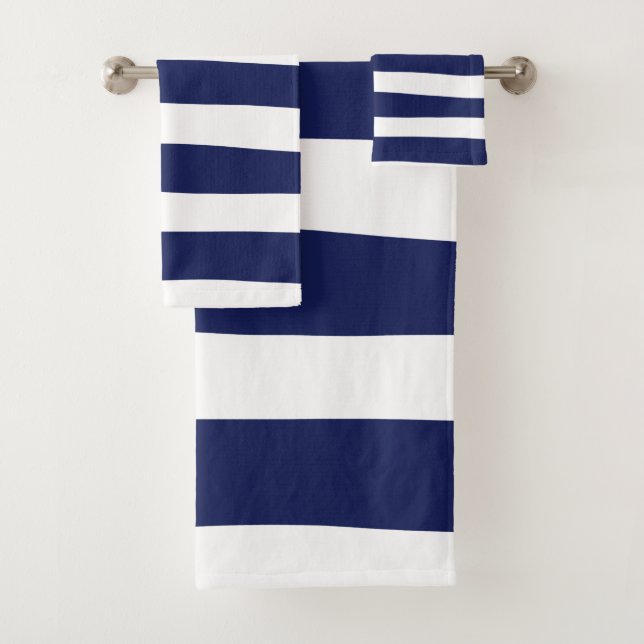 Conjunto De Toalhas Bandas irregulares - Azul e branco (Insitu)