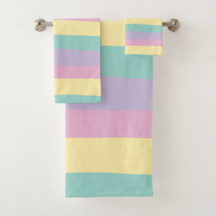 Conjunto De Toalhas Bandas irregulares, cor-de-rosa, amarelo, púrpura