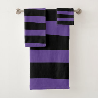 Conjunto De Toalhas Bandas irregulares em roxo e preto