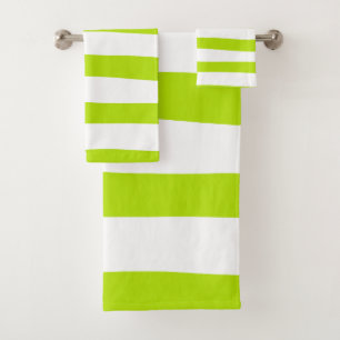 Conjunto De Toalhas Bandas irregulares em Verde limão e branco