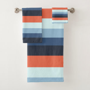 Conjunto De Toalhas Bandas laranja e azuis