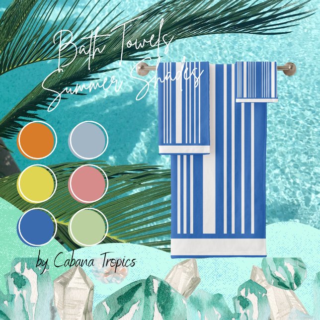 Conjunto De Toalhas Bandas Perewinkle Blue & White (Criador carregado)