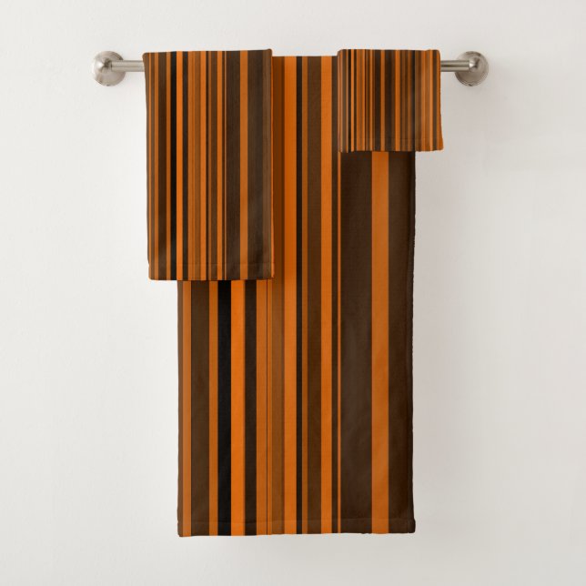 Conjunto De Toalhas Bandas Pretas Laranja Castanho (Insitu)