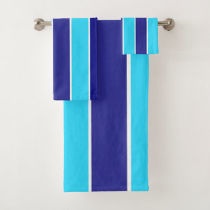 Conjunto De Toalhas Bandas Verticais Azuis