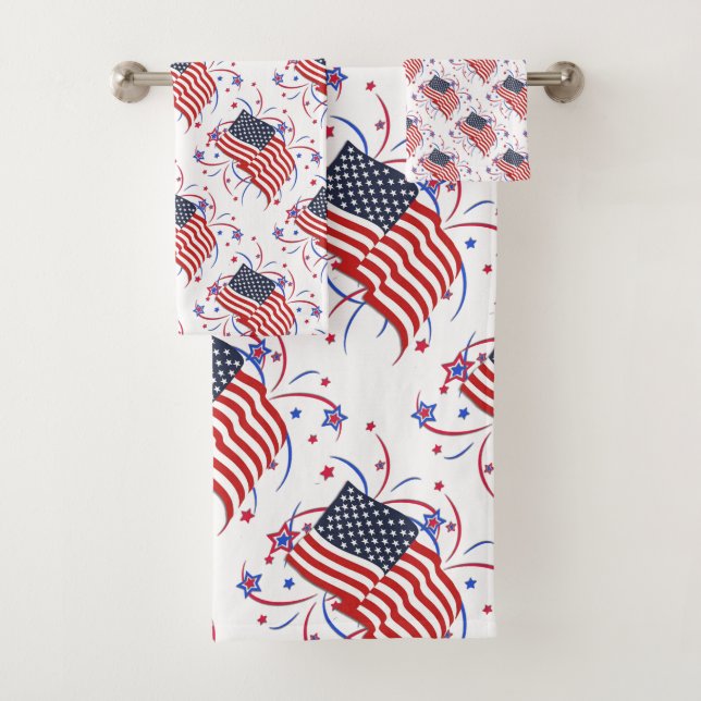 Conjunto De Toalhas Bandeira Americana e Fireworks (Insitu)