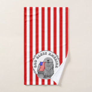 Conjunto De Toalhas Bandeira Americana Patriótica USA Puli Dog (cinza)