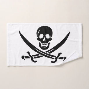 Conjunto De Toalhas Bandeira Pirata Caveira Espadas Cruzadas