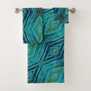 Conjunto De Toalhas Bandeja Bandeja Definir Penas Azul e Verde