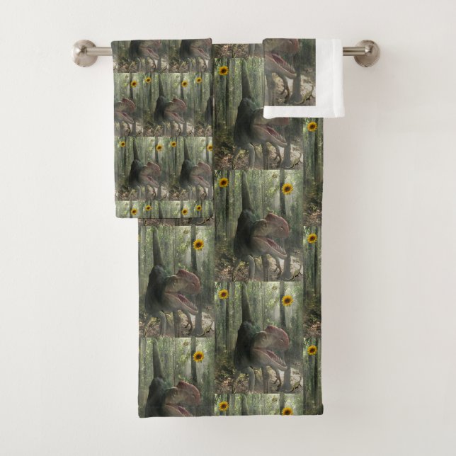 Conjunto De Toalhas Bandeja de Banheiro Define Dinossauros (Insitu)