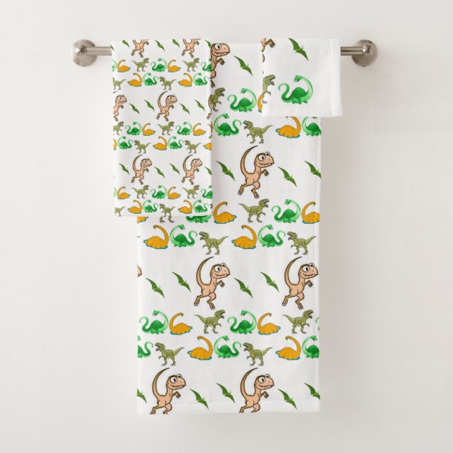 Conjunto De Toalhas Bandeja de Banheiro Define Dinossauros (Insitu)