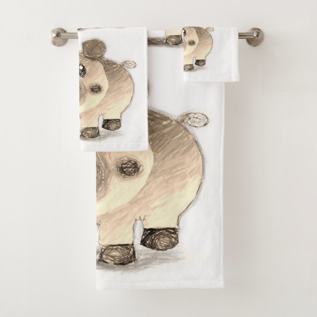 Conjunto De Toalhas Bandeja de Banheiro Define Porcos (Insitu)