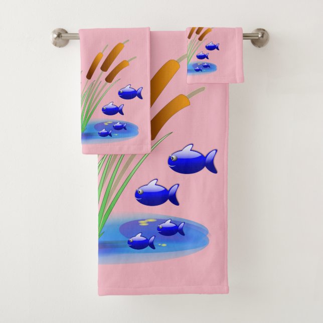 Conjunto De Toalhas Bandeja de Banheiro Serve Peixe (Insitu)