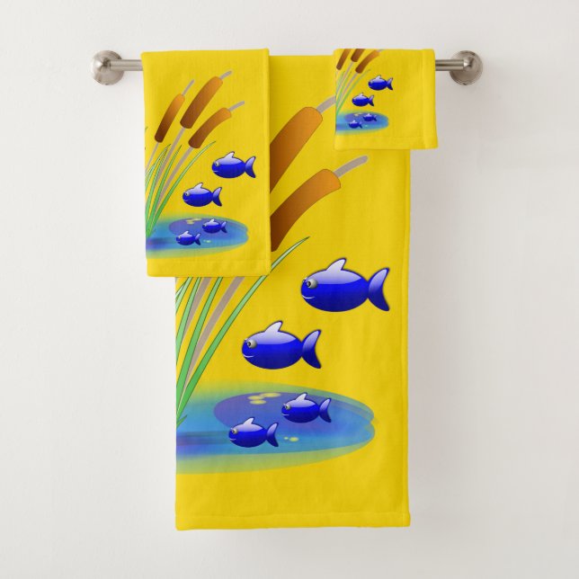 Conjunto De Toalhas Bandeja de Banheiro Serve Peixe (Insitu)