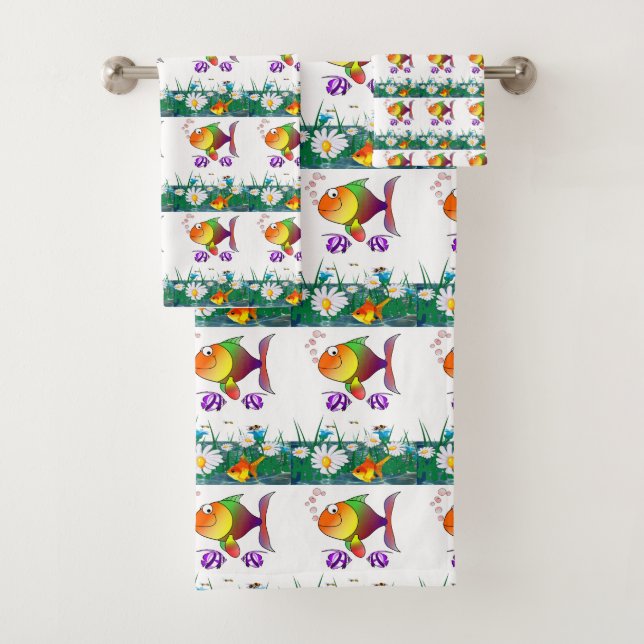 Conjunto De Toalhas Bandeja de Banheiro Serve Peixe (Insitu)