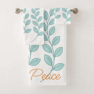 Conjunto De Toalhas Bandeja de Banheiro Sete Folhas de Paz