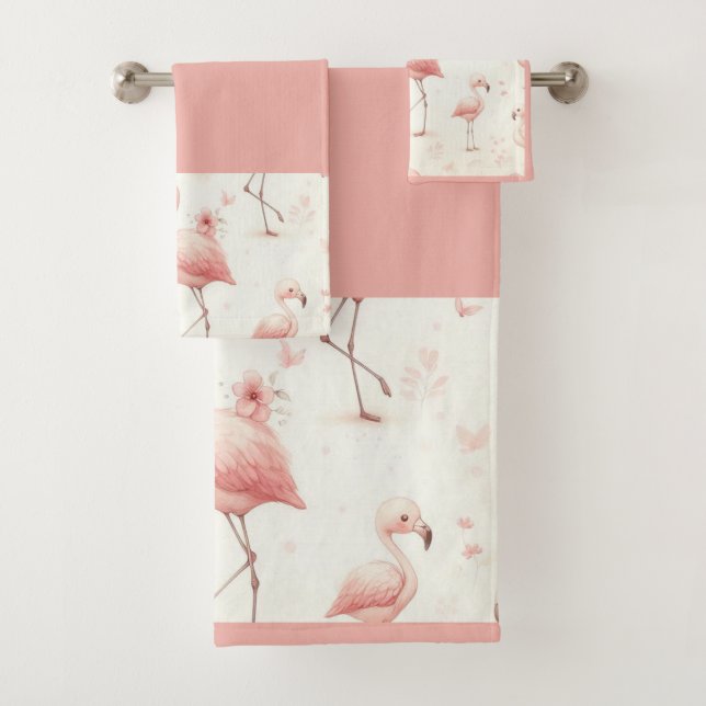 Conjunto De Toalhas Bando de Flamingos Mais Fofos (Insitu)