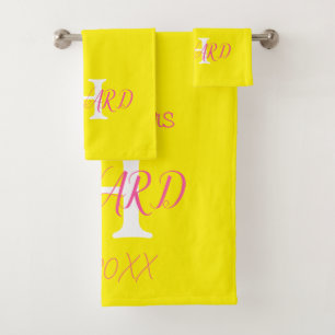 Conjunto De Toalhas Banheira de Casamento Cor-de-Rosa Neon Amarelo Mod