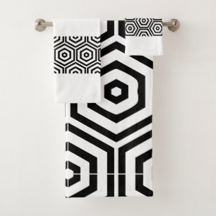 Conjunto De Toalhas Banheira de na moda preto e branco moderno