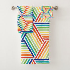 Conjunto De Toalhas Banheira Moderna Colorida do Cubo Arco-Íris