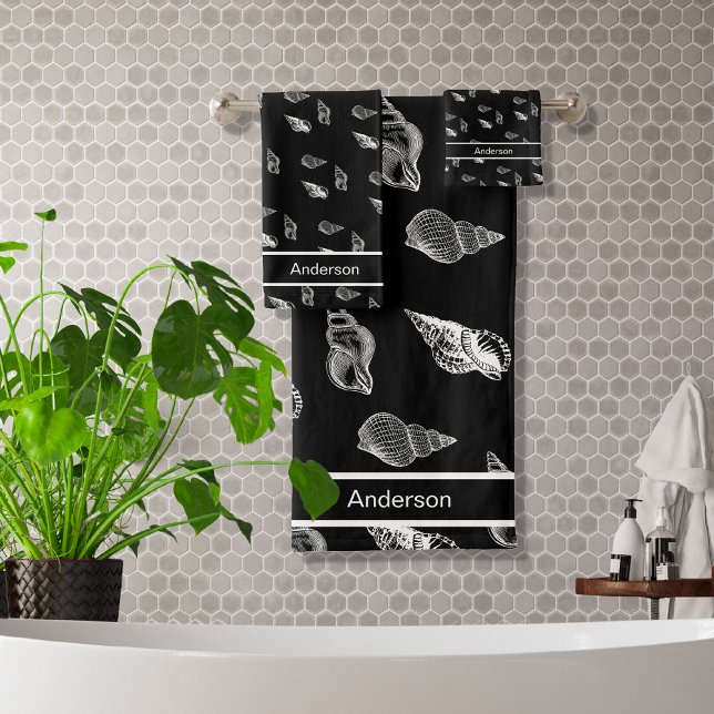 Conjunto De Toalhas Banheira Náutica, Náutica, Preta e Branca (Criador carregado)