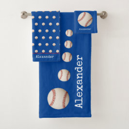 Conjunto De Toalhas Banheiro de baseball com nome monograma