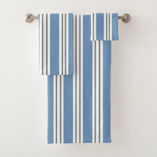 Conjunto De Toalhas Banheiro de praia azul branco cinza costeiro