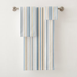 Conjunto De Toalhas Banheiro de praia dourado azul branco costeiro