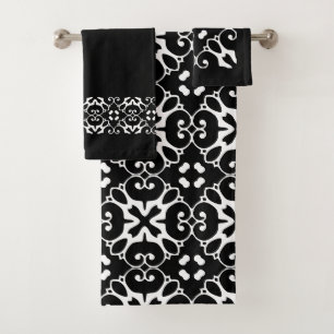 Conjunto De Toalhas Banheiro preto e branco moderno