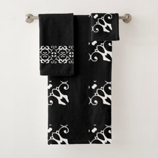 Conjunto De Toalhas Banheiro preto e branco moderno