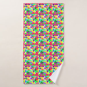 Conjunto De Toalhas Banho de cores brilhantes com vários padrões azul