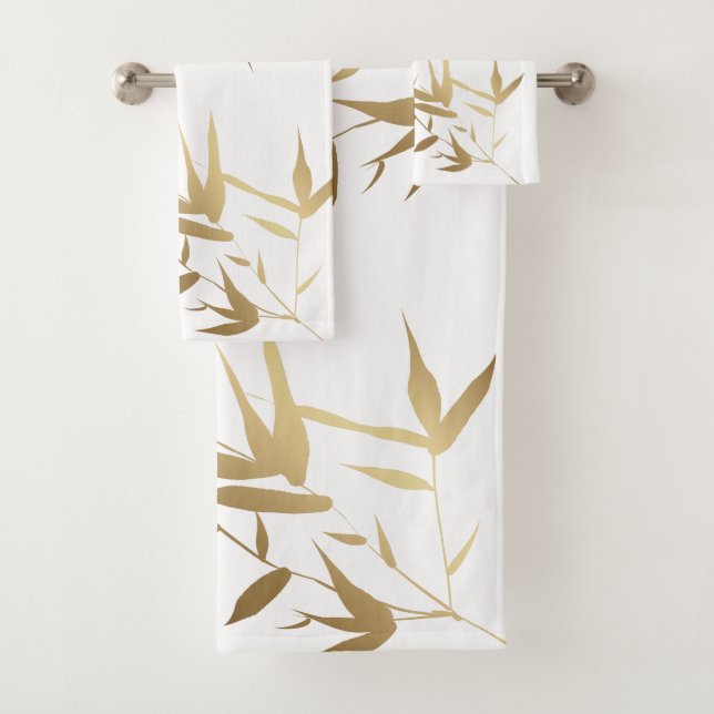 Conjunto De Toalhas Banho Dourado branco Elegante asiático (Insitu)