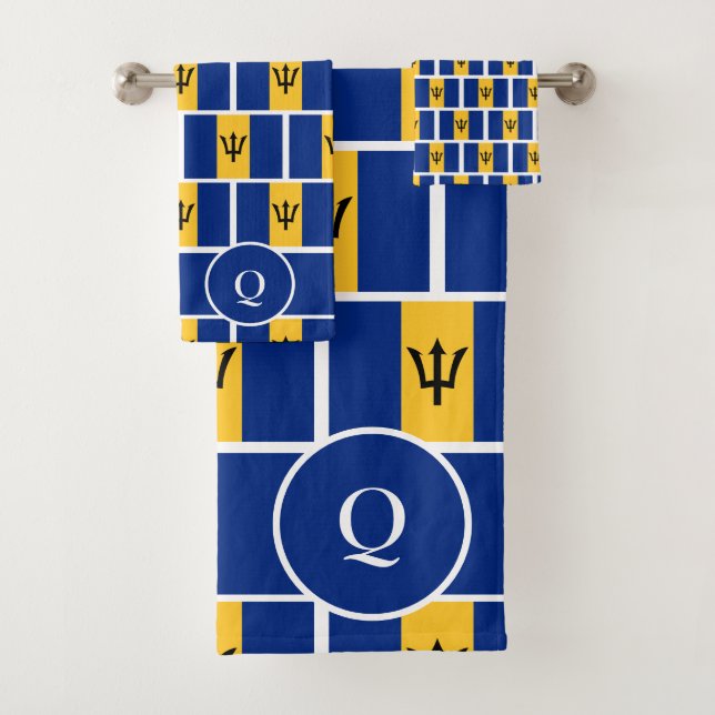 Conjunto De Toalhas BARBADOS FLAG Personalizado Monograma Cristão (Insitu)