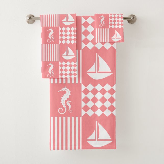 Conjunto De Toalhas Barco a vela rosa (Insitu)