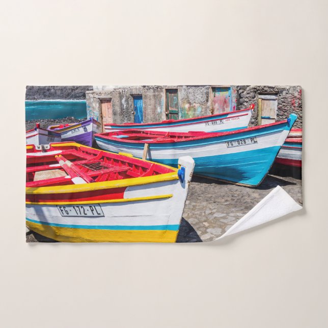 Conjunto De Toalhas Barcos de Pesca Coloridos, Cabo Verde (Toalha de mão)