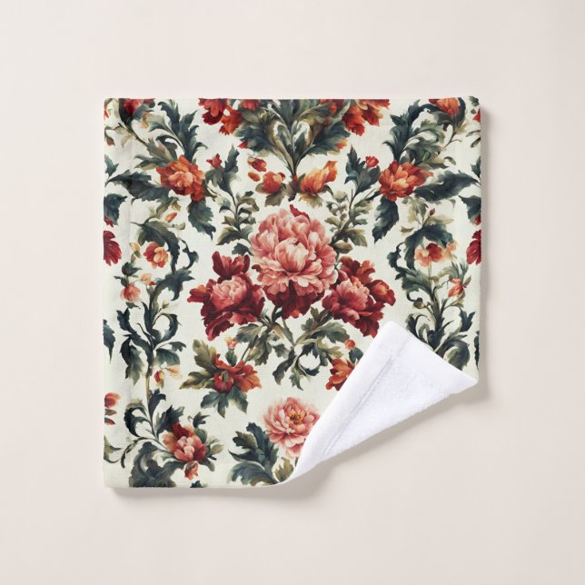 Conjunto De Toalhas Barroco italiano. Flores e Folhas Chic (Pano de lavar)