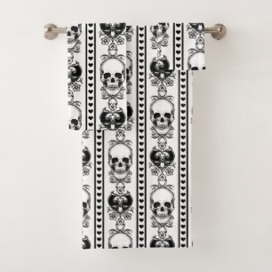 Conjunto De Toalhas Barroco - Traço de crânio Branco