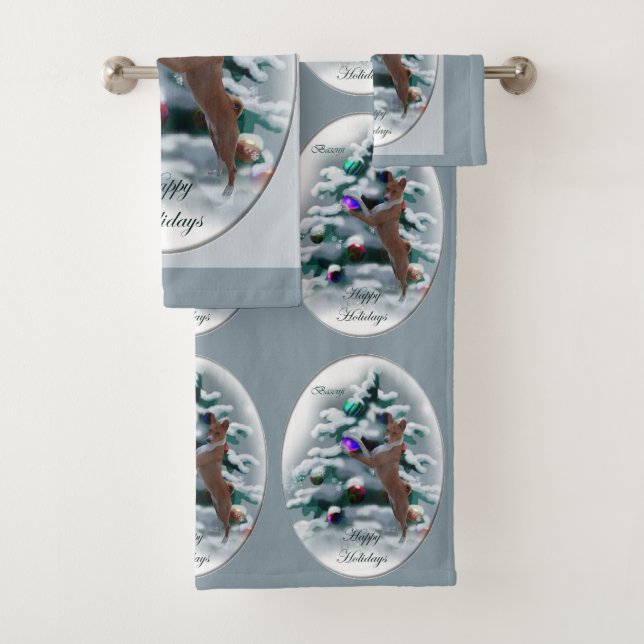 Conjunto De Toalhas Basenji Christmas (Insitu)