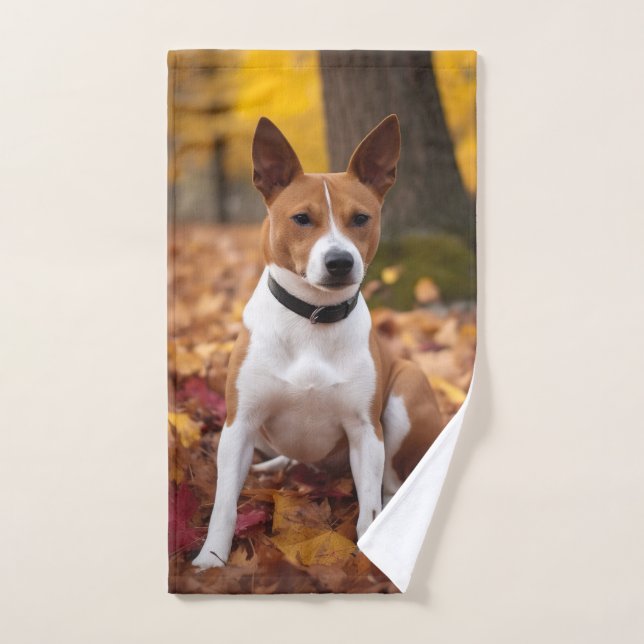 Conjunto De Toalhas Basenji no outono deixa cair inspiração (Toalha de mão)