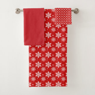 Conjunto de Toalhas Bath Red Snowflake